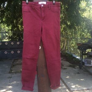 Burgundy skinny jeans